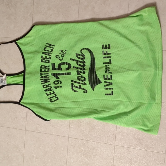 Ladies size M  Surf Style green shorts with black and white trim and green Ltank - Picture 6 of 8